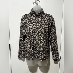 Vince Camuto Leopard Print Turtleneck Top - Tan & Black